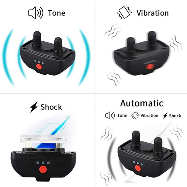 2 in 1 Dog Training Collar Automatic Anti Bark Control with Remote Rechargeable and Waterproof for 2 dogs