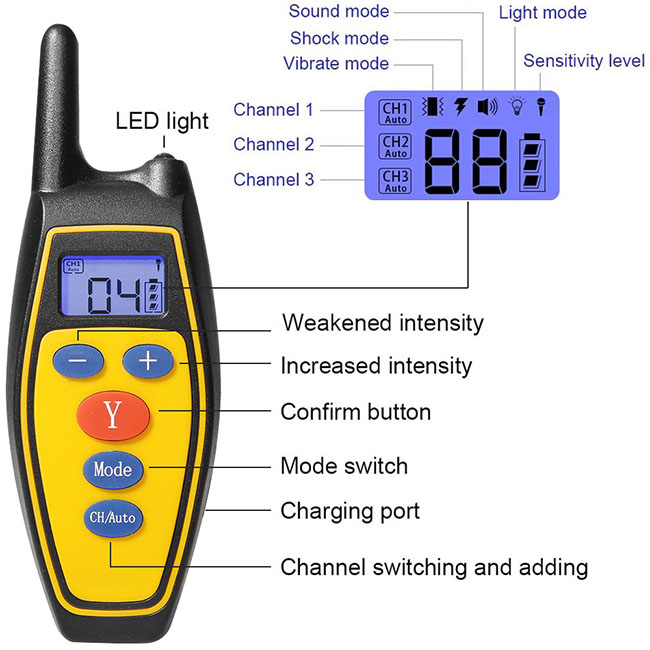 2 in 1 Dog Training Collar Automatic Anti Bark Control with Remote Rechargeable and Waterproof for 3 dogs