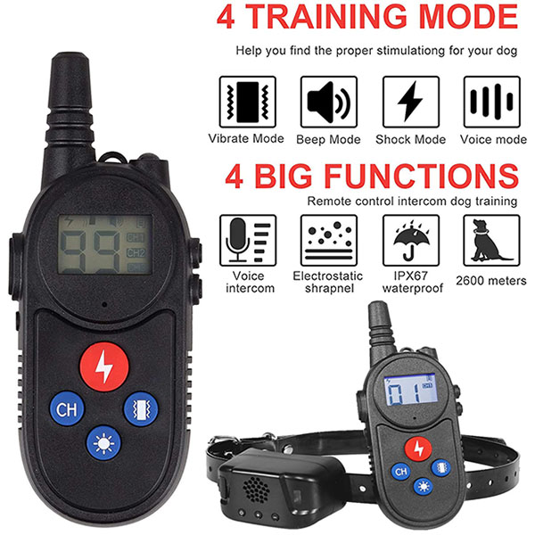 dog training collar with walkie talkie Remote Control Distance Up to 3280Ft