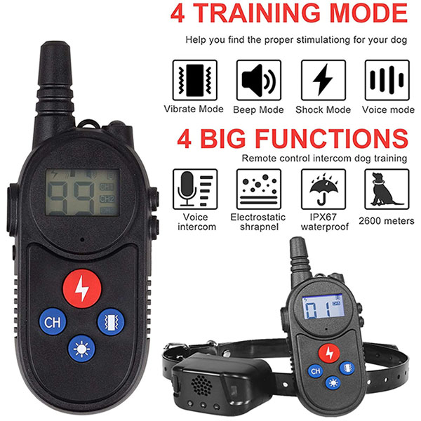 dog training collars with walkie talkie Remote Control Distance Up to 3280Ft for 2 dogs