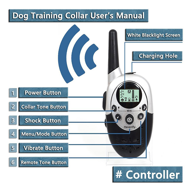 Rechargeable Waterproof Dog Training Collar with M86 Remote Transmitter