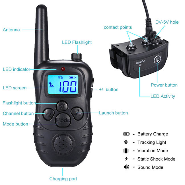 Dog Training Collar with Wireless Remote Rechargeable 300M