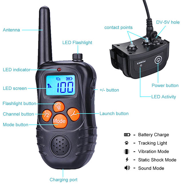 Waterproof Dog Training Collar with Wireless Remote Rechargeable 300M