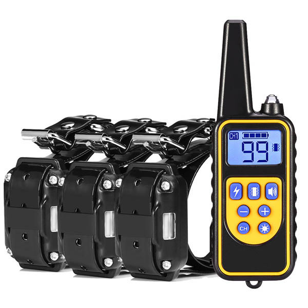 dog training collar 800M remote rechargeable and waterproof dog trainer for 3 dogs